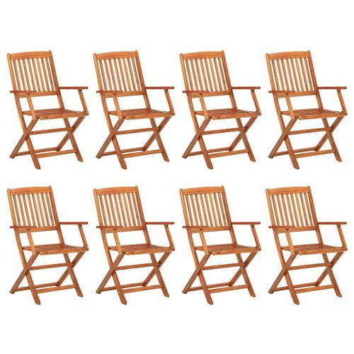 Mobilier à dîner de jardin 9 pcs Bois d'acacia massif 5 - Photo n°3; ?>