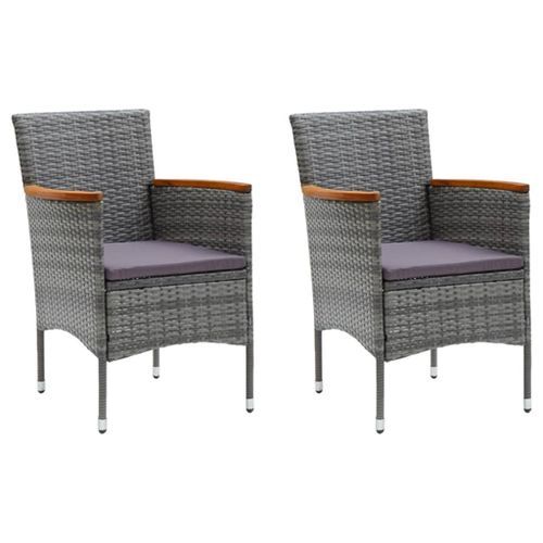 Mobilier à dîner de jardin et coussins 3pcs Résine tressée Gris 3 - Photo n°3; ?>