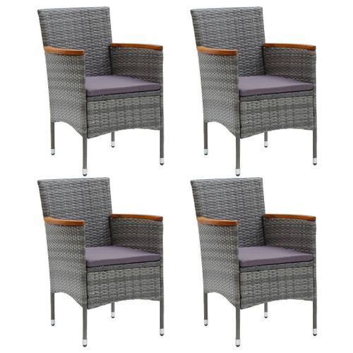 Mobilier à dîner de jardin et coussins 5pcs Résine tressée Gris 14 - Photo n°3; ?>