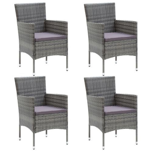 Mobilier à dîner de jardin et coussins 5pcs Résine tressée Gris 18 - Photo n°3; ?>