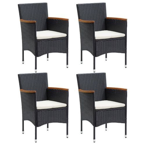 Mobilier à dîner de jardin et coussins 5pcs Résine tressée Noir 20 - Photo n°3; ?>