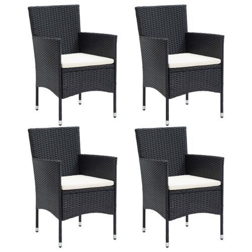 Mobilier à dîner de jardin et coussins 5pcs Résine tressée Noir 16 - Photo n°3; ?>