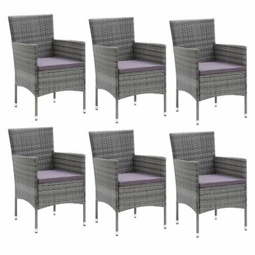 Mobilier à dîner de jardin et coussins 7pcs Résine tressée Gris - Photo n°3; ?>