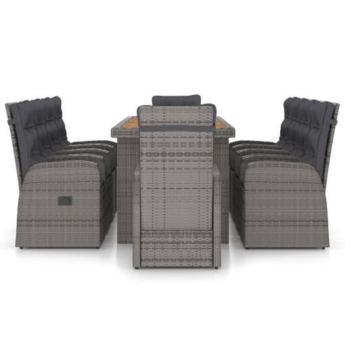 Mobilier à dîner jardin 11pcs avec coussins Résine tressée Gris 2 - Photo n°2; ?>