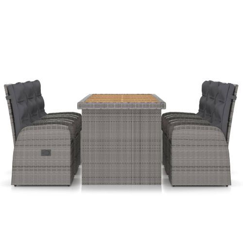 Mobilier à dîner jardin 7 pcs avec coussins Résine tressée Gris 2 - Photo n°2; ?>