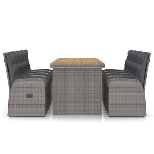 Mobilier à dîner jardin 9 pcs avec coussins Résine tressée Gris 2 - Photo n°2; ?>