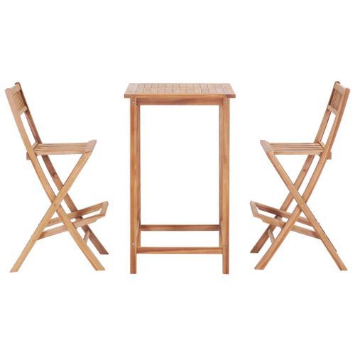 Mobilier de bar 3 pcs Bois de teck solide - Photo n°2; ?>