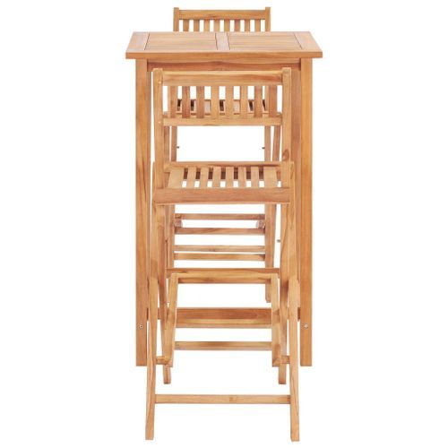 Mobilier de bar 3 pcs Bois de teck solide - Photo n°3; ?>