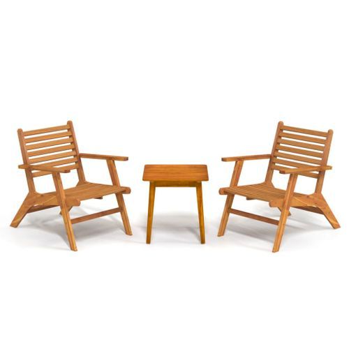 Mobilier de bistro 3 pcs Bois d'acacia solide - Photo n°2; ?>