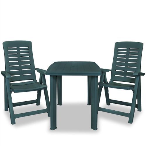 Mobilier de bistro 3 pcs Plastique Vert 2 - Photo n°3; ?>