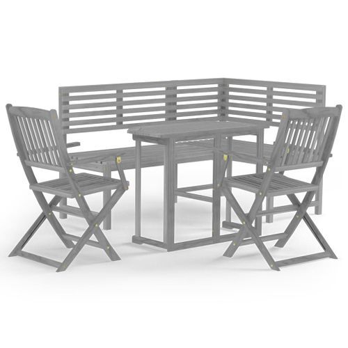 Mobilier de bistro 4 pcs Bois d'acacia solide Gris - Photo n°2; ?>