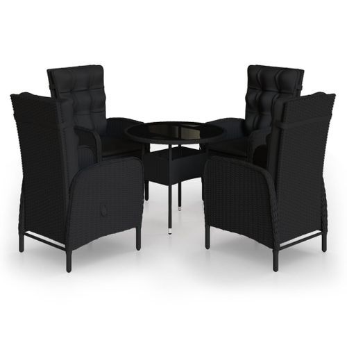 Mobilier de bistro de jardin 5 pcs Résine tressée Noir - Photo n°2; ?>