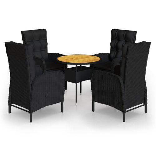 Mobilier de bistro de jardin 5 pcs Résine tressée Noir - Photo n°2; ?>