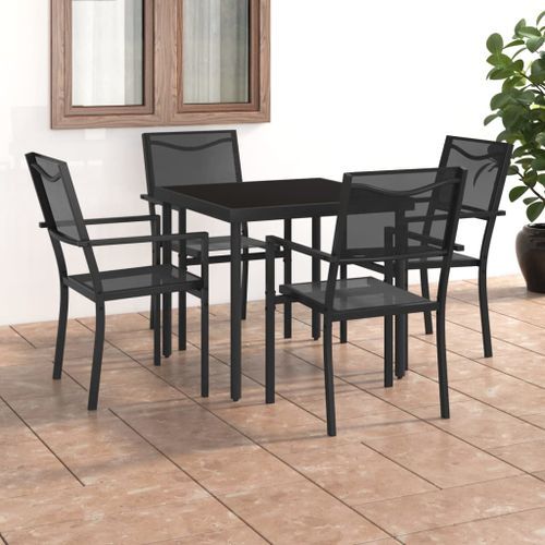 Mobilier de salle à manger d'extérieur 5 pcs Acier - Photo n°2; ?>