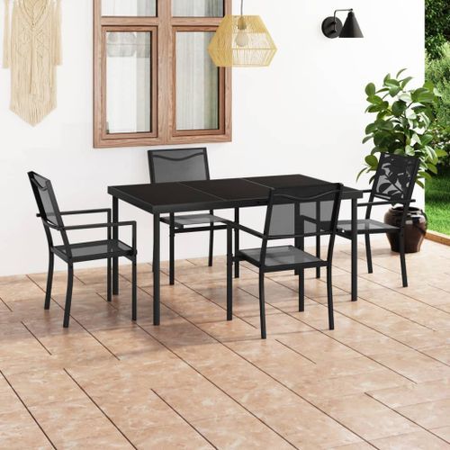 Mobilier de salle à manger d'extérieur 5 pcs Acier 4 - Photo n°2; ?>