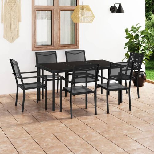 Mobilier de salle à manger d'extérieur 7 pcs Acier 2 - Photo n°2; ?>