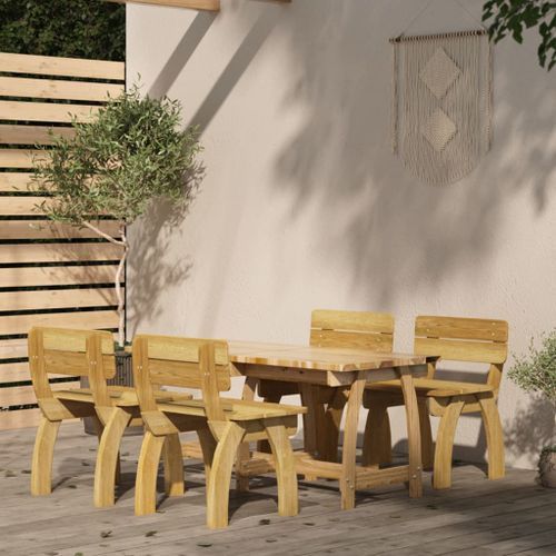 Mobilier de salle à manger de jardin 5 pcs Bois de pin imprégné 2 - Photo n°2; ?>