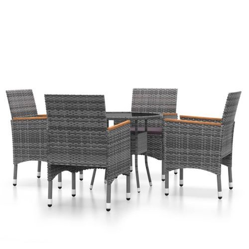 Mobilier de salle à manger de jardin 5 pcs Résine tressée Gris - Photo n°2; ?>