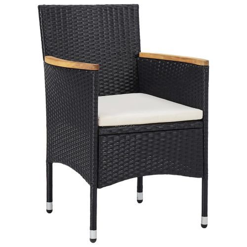 Mobilier de salle à manger de jardin 5 pcs Résine tressée Noir 2 - Photo n°3; ?>