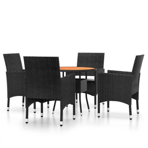 Mobilier de salle à manger de jardin 5 pcs Résine tressée Noir - Photo n°2; ?>