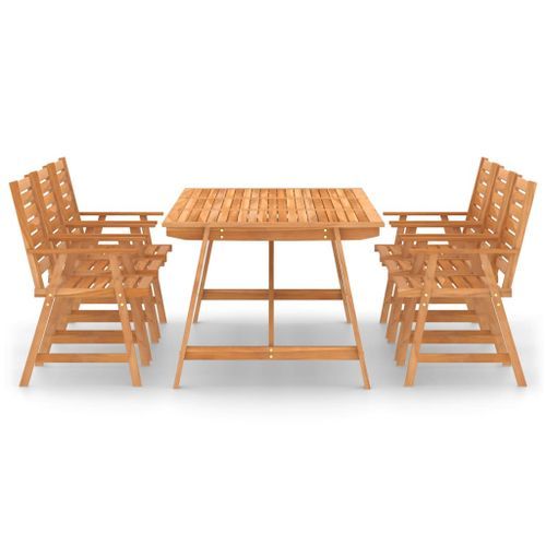 Mobilier de salle à manger de jardin 7 pcs Bois d'acacia solide 7 - Photo n°2; ?>