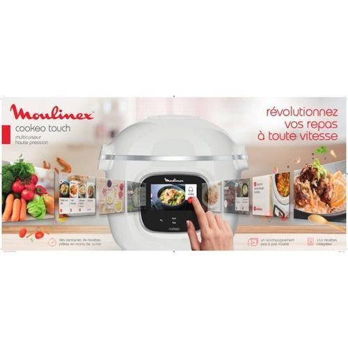 MOULINEX CE901100 Multicuiseur intelligent Haute pression Cookeo Touch Ecran tactile 250 recettes 13 modes - Blanc - Photo n°2; ?>