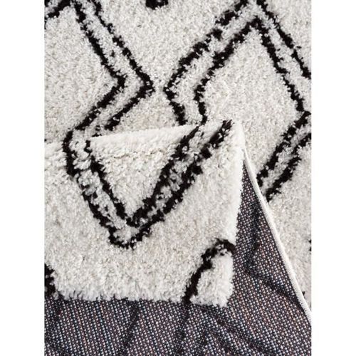 NAZAR Tapis de salon Shaggy longues meches style Berbere - 120 x 160 cm - Blanc et creme 2 - Photo n°3; ?>