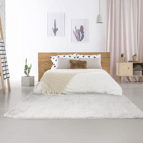 NEO YOGA Tapis de salon ou chambre - Microfibre extra doux - 160x230 cm - Blanc - Photo n°3; ?>