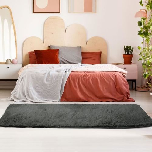 NEO YOGA Tapis de salon ou chambre - Microfibre extra doux - 80 x 180 cm - Gris foncé - Photo n°2; ?>