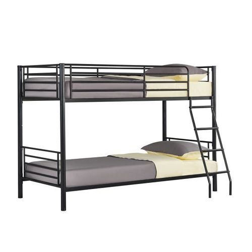 NINO Lit superposé enfant + sommier a lattes contemporain en métal noir - l 90 x L 200 cm - Photo n°2; ?>