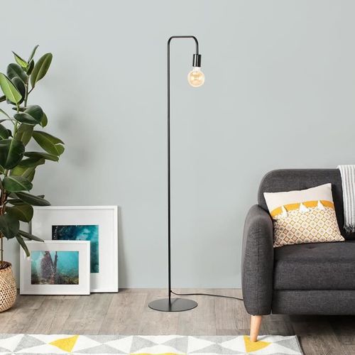 NORWICH Lampadaire en acier - L42 x P30 x H157 cm - Noir - Ampoule LED 4W E27 Noir comprise - Photo n°2; ?>