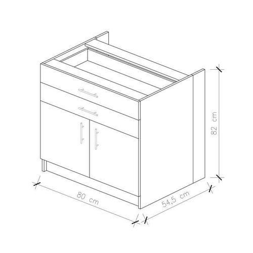 OBI Caisson bas de cuisine avec 2 portes, 2 tiroirs L 80 cm - Blanc et noir laqué brillant - Photo n°3; ?>