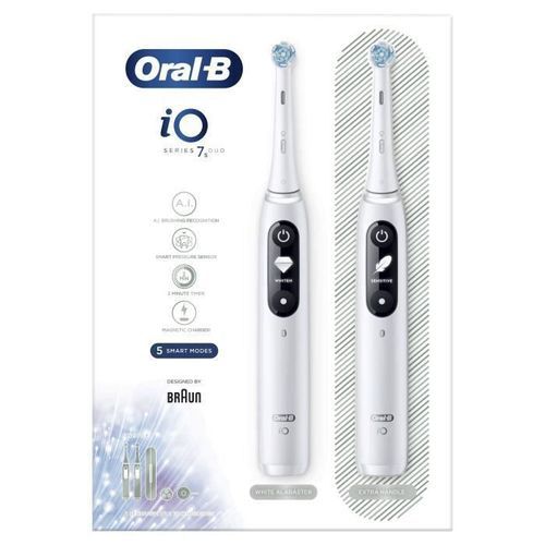 Oral-B Brosses a dents électriques connectées iO 7s - Blanc - Pack de deux brosses a dents - Photo n°3; ?>