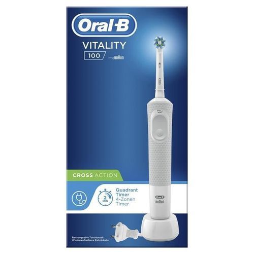 Oral-B Vitality 100 Cross Action Brosse a dents électrique par BRAUN - Blanc - Photo n°2; ?>