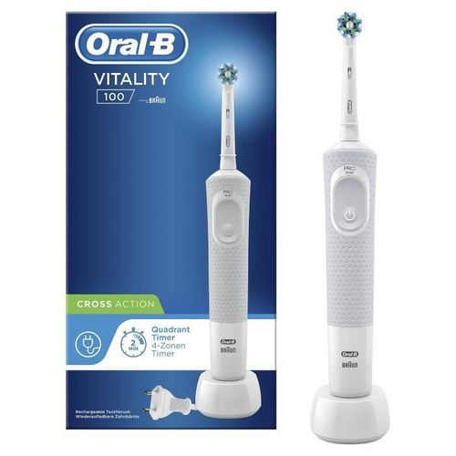 Oral-B Vitality 100 Cross Action Brosse a dents électrique par BRAUN - Blanc - Photo n°3; ?>