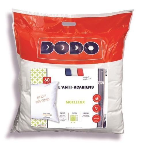Oreiller - L'ANTI-ACARIENS - Aux actifs 100% végétaux - 60 x 60 cm - Polyester et fibre Volupt'air - DODO - Photo n°3; ?>