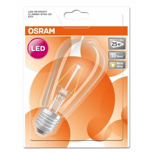 OSRAM Ampoule filament LED E27 2 W équivalent a 25 W blanc chaud - Photo n°3; ?>
