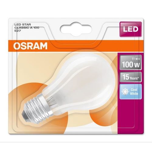 OSRAM Ampoule LED E27 standard dépolie 11 W équivalent a 100 W blanc froid - Photo n°2; ?>