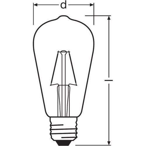 OSRAM Ampoule LED Edison clair filament - 2,5W équivalent 25W E27 - Blanc chaud - Photo n°2; ?>