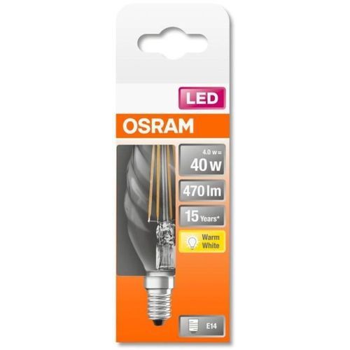 OSRAM Ampoule LED Flamme torsadée clair filament - 4 W = 40 W - E14 - Blanc chaud - Photo n°2; ?>