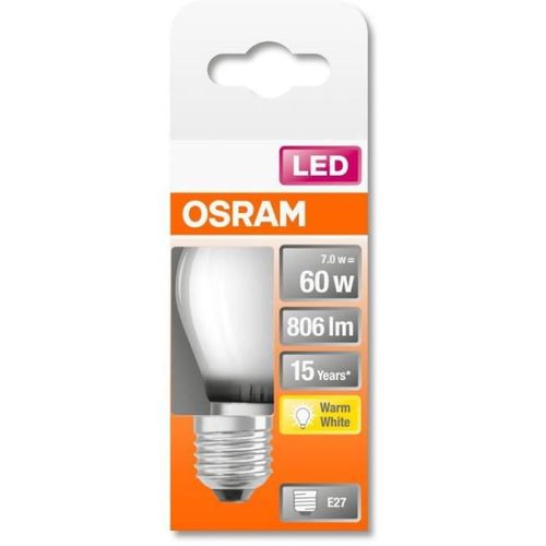 OSRAM Ampoule LED Sphérique verre dépoli - 7 W = 60 W - E27 - Blanc chaud - Photo n°2; ?>