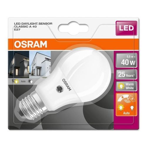 OSRAM Ampoule LED Star + Daylight Sensor E27 standard 5,5 W équivalent a 40 W blanc chaud ou froid - Photo n°3; ?>