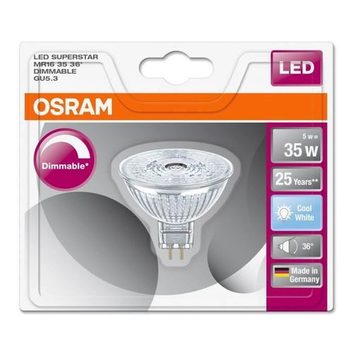 OSRAM Ampoule Spot LED MR16 GU5,3 5 W équivalent a 35 W blanc froid dimmable - Photo n°3; ?>