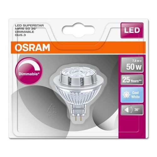 OSRAM Ampoule Spot LED MR16 GU5,3 7,8 W équivalent a 50 W blanc froid dimmable - Photo n°3; ?>