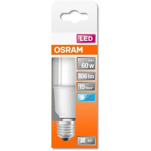 OSRAM Ampoule Stick LED dépoli avec radiateur - 8 W = 60 W - E27 - Blanc froid - Photo n°2; ?>