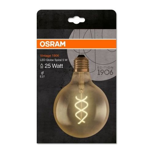 OSRAM Globe LED spirale filament E27 Vintage Edition 1906 - 125 mm - 5 W - Ambré - Photo n°3; ?>