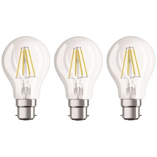 OSRAM Lot de 3 Ampoules LED B22 standard claire 7 W équivalent a 60 W blanc chaud - Photo n°2; ?>
