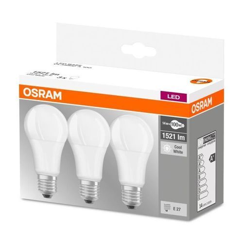 OSRAM Lot de 3 Ampoules LED E27 standard dépolie 14 W équivalent a 100 W blanc froid - Photo n°3; ?>
