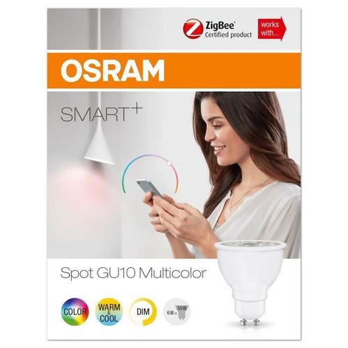 OSRAM Smart+ Spot LED Connectée - GU10 Dimmable Couleurs 6W (=50W) - Pilotable via une passerelle Zigbee - Photo n°3; ?>