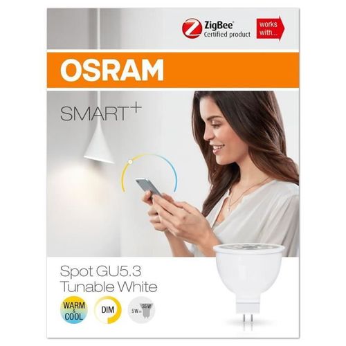 OSRAM Smart+ Spot LED Connectée - GU5.3 Dimmable Blanc Chaud/Froid 5W (=35W) - Pilotable via une passerelle Zigbee - Photo n°3; ?>